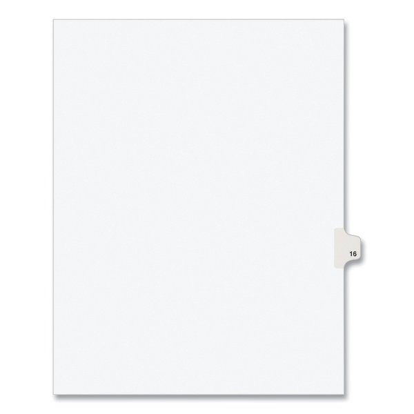 Avery Dennison Numerical Index Tab-16, 8-1/2 x 11", White, PK25 01016